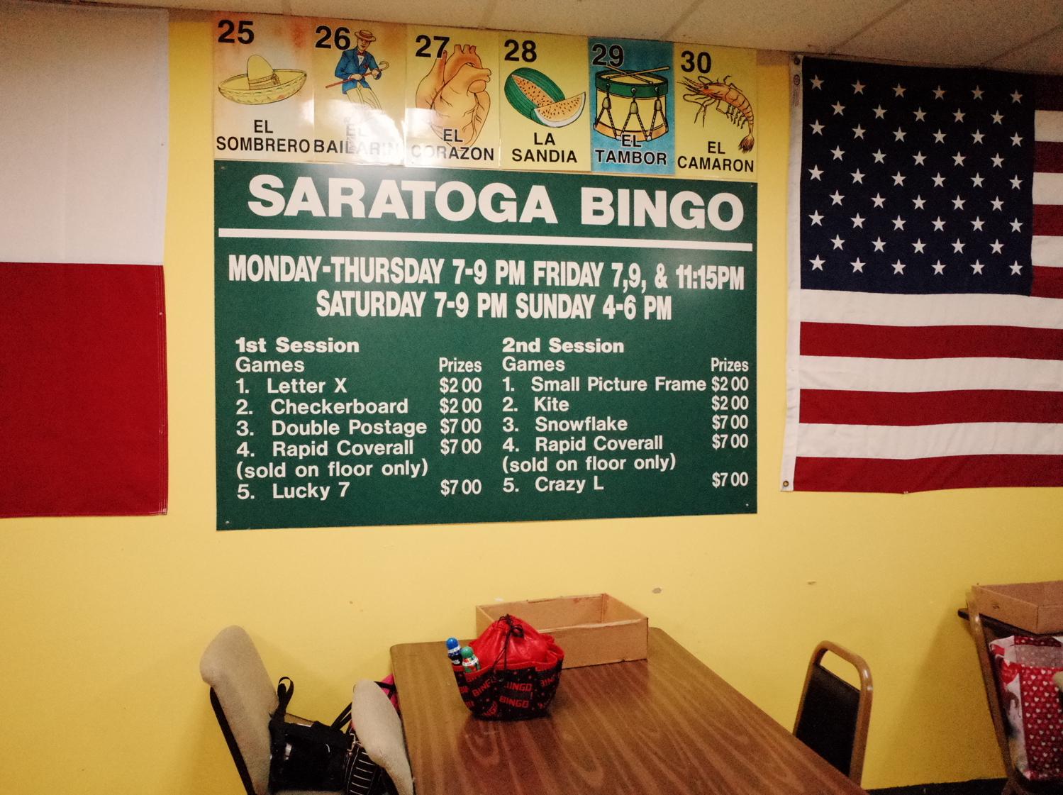 Saratoga bingo