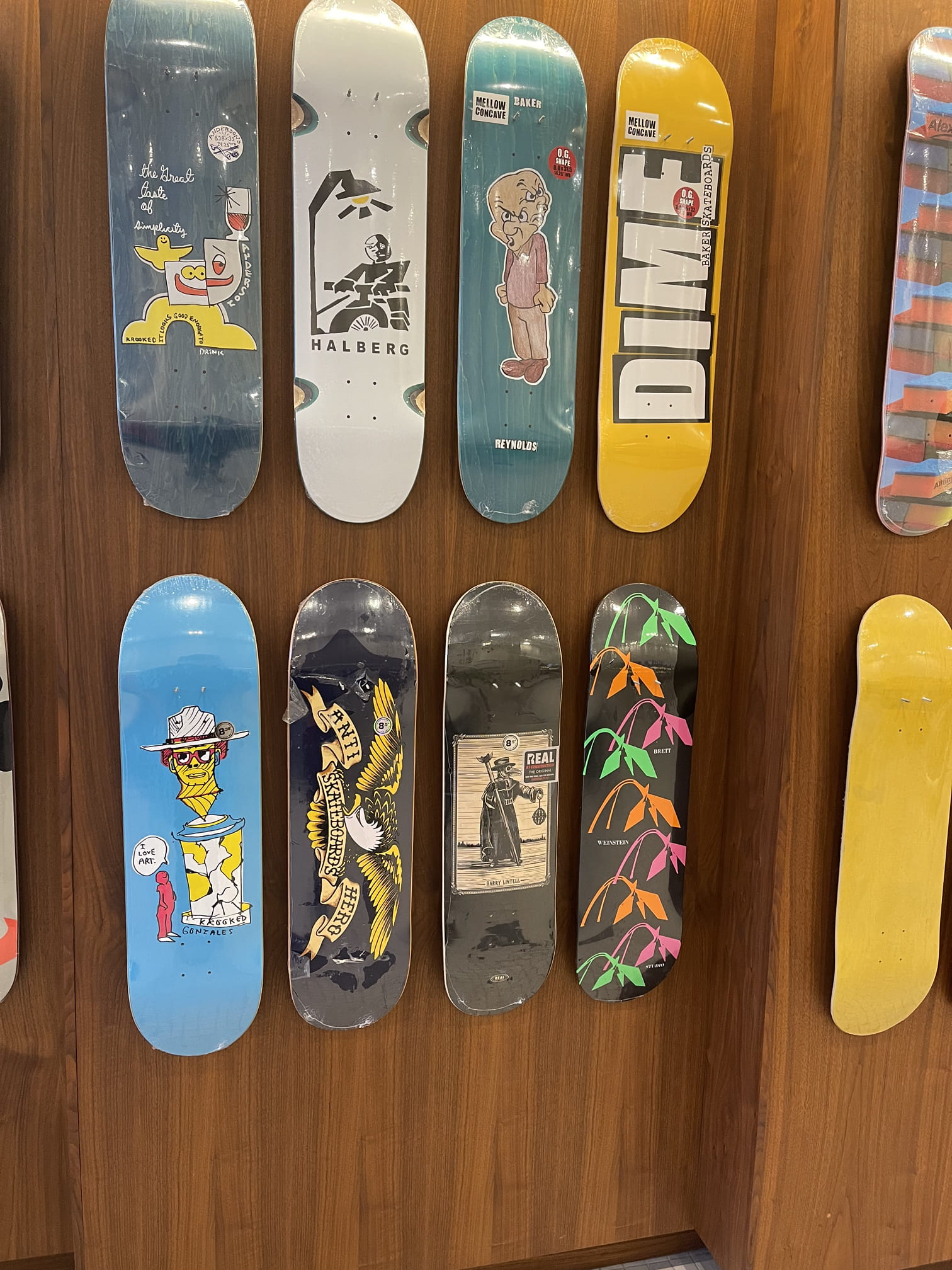 These were the boards for sale at dime. Include awesome antihero decks and brett winesteins deck. Also a sweet krooked deck and dime baker deck.