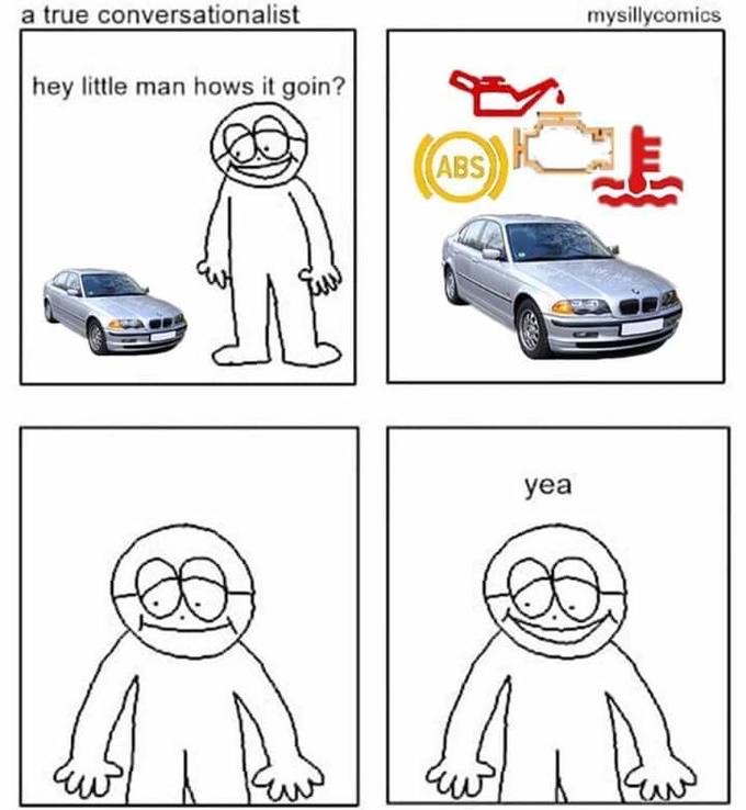 Meme of guy with check engine light on yea