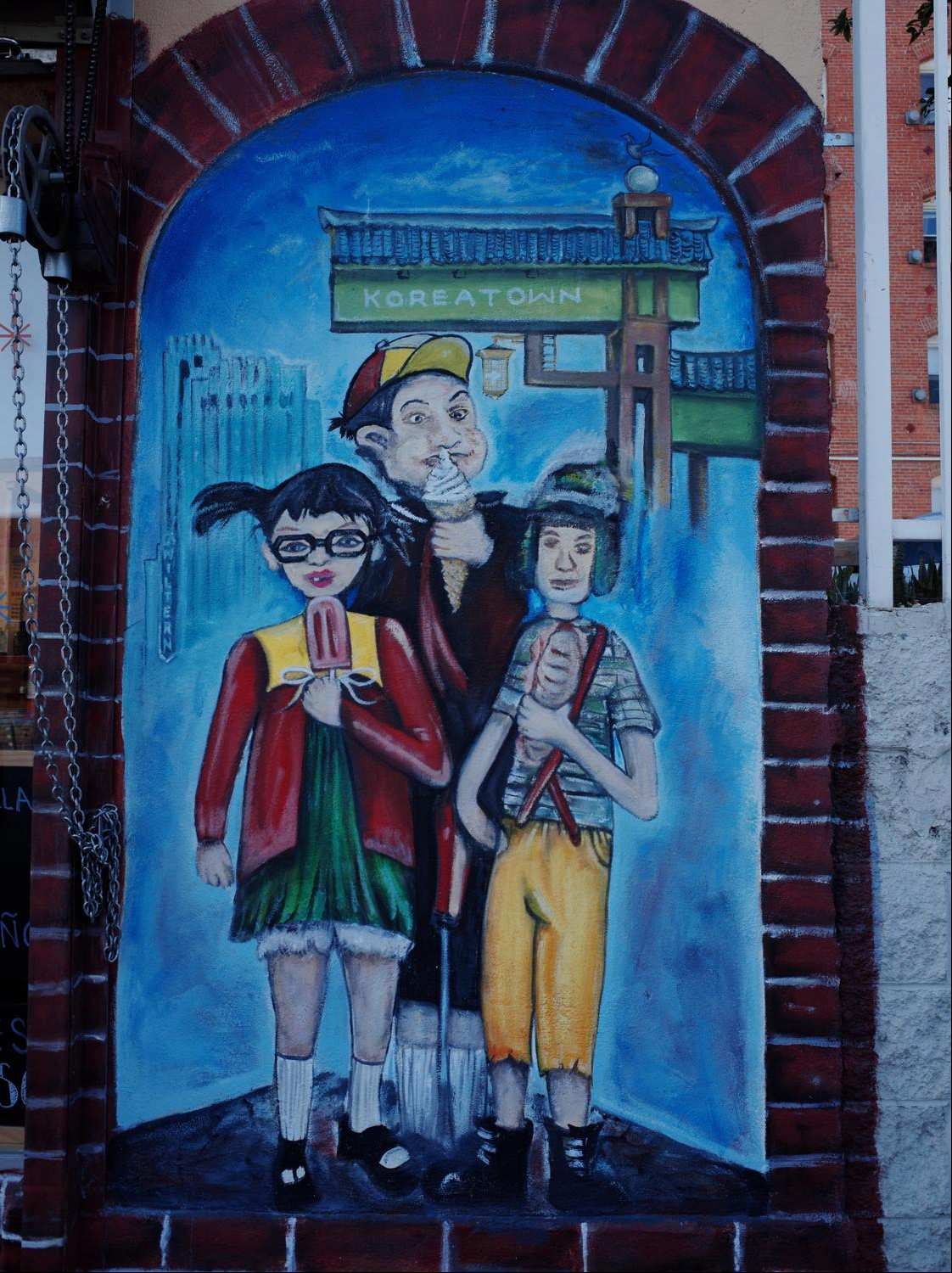 Mural of children eating ice cream in ktown