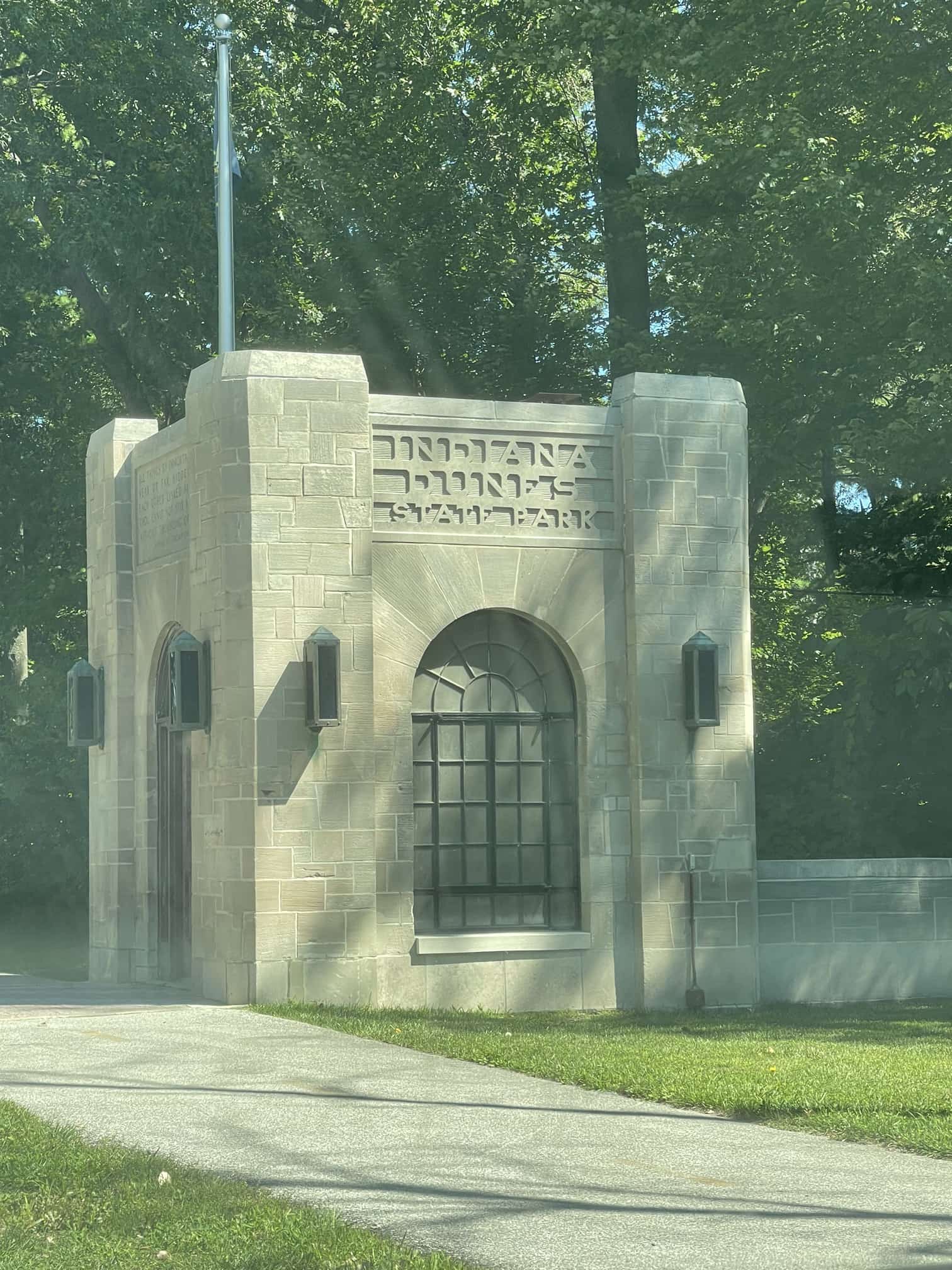 Stone entrance building to indiana dunes state park