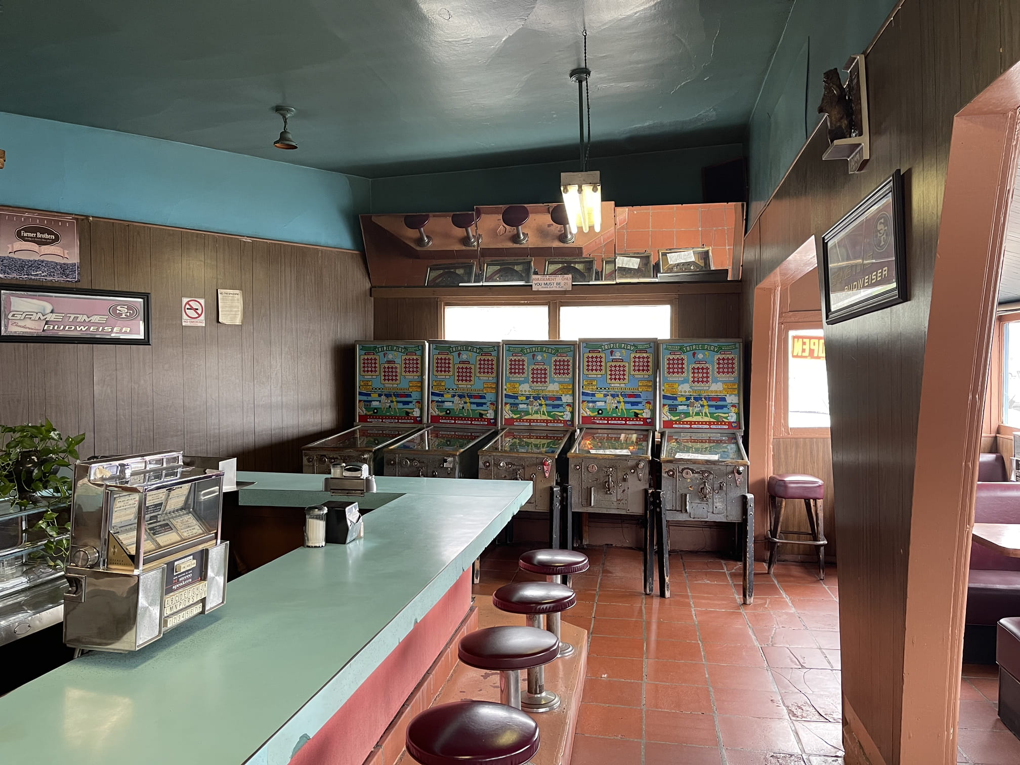 Interior of silver crest donut and coffee shop restaurant and bar