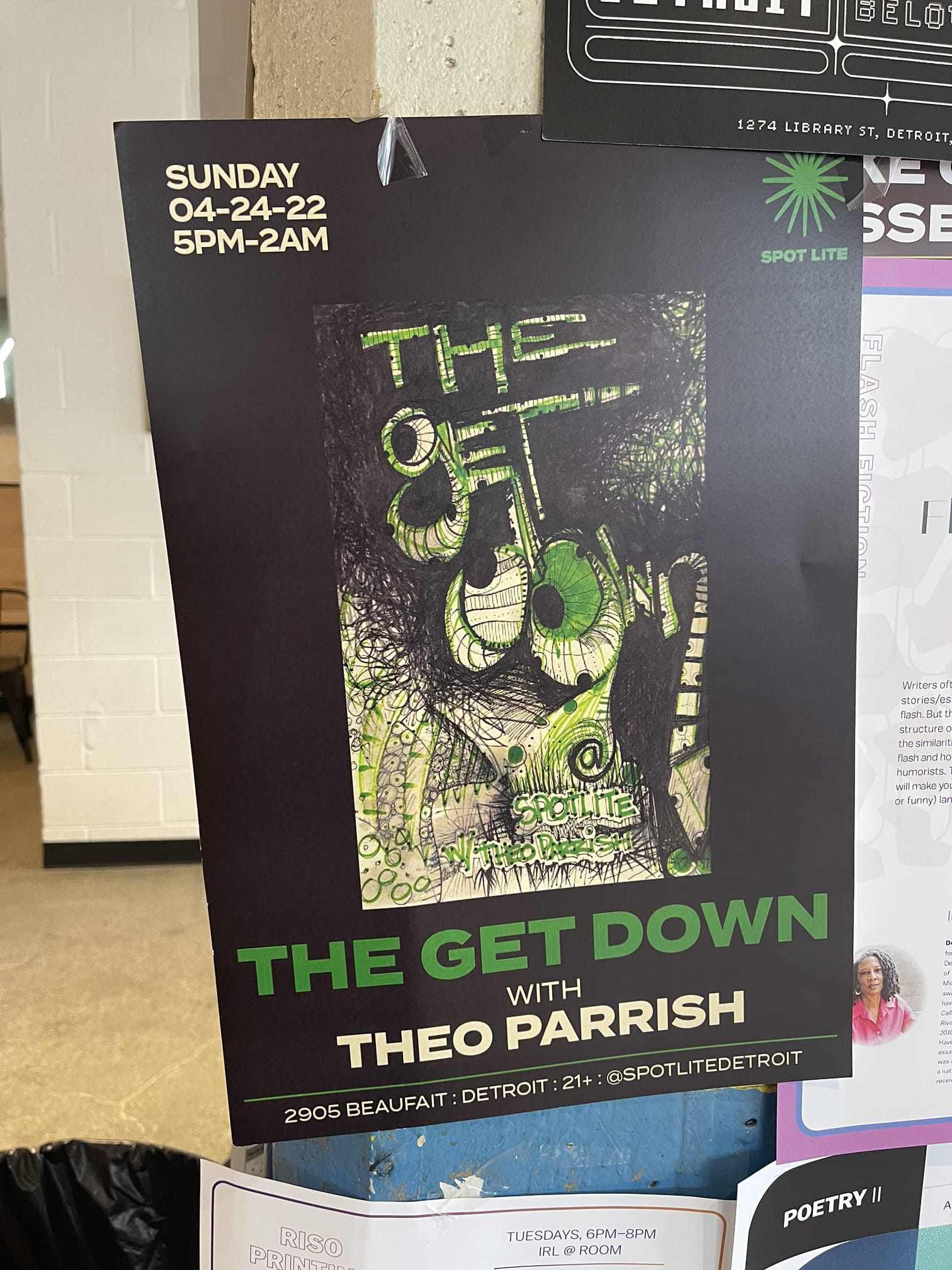 Ad for theo parrish show at spotlite