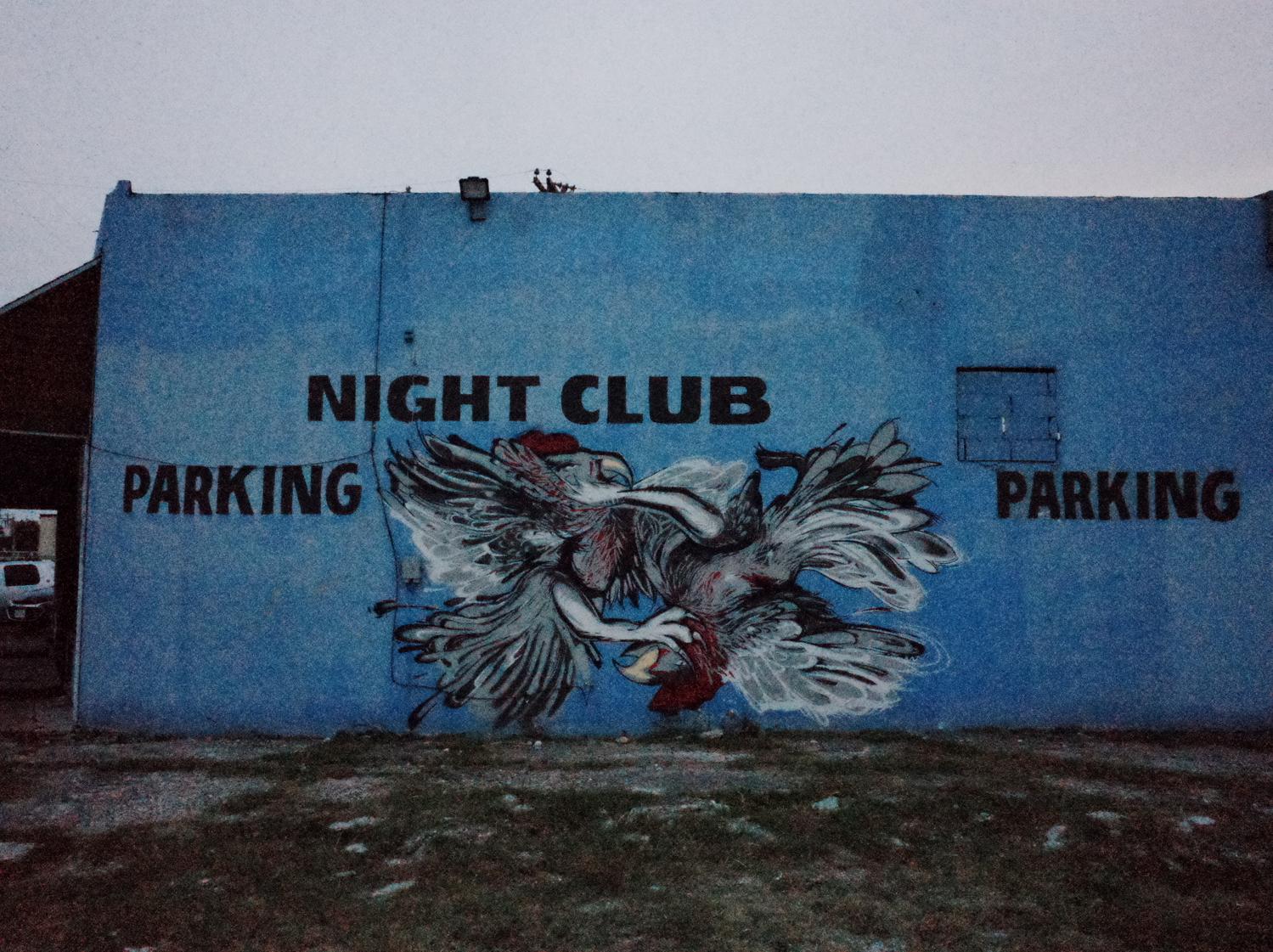 Cock fight mural