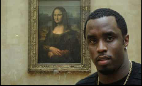 P diddy in front of mona lisa