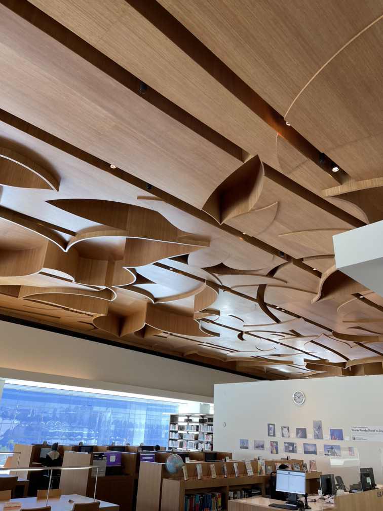 Beautiful ceiling. Library designed by Johnson Favaro