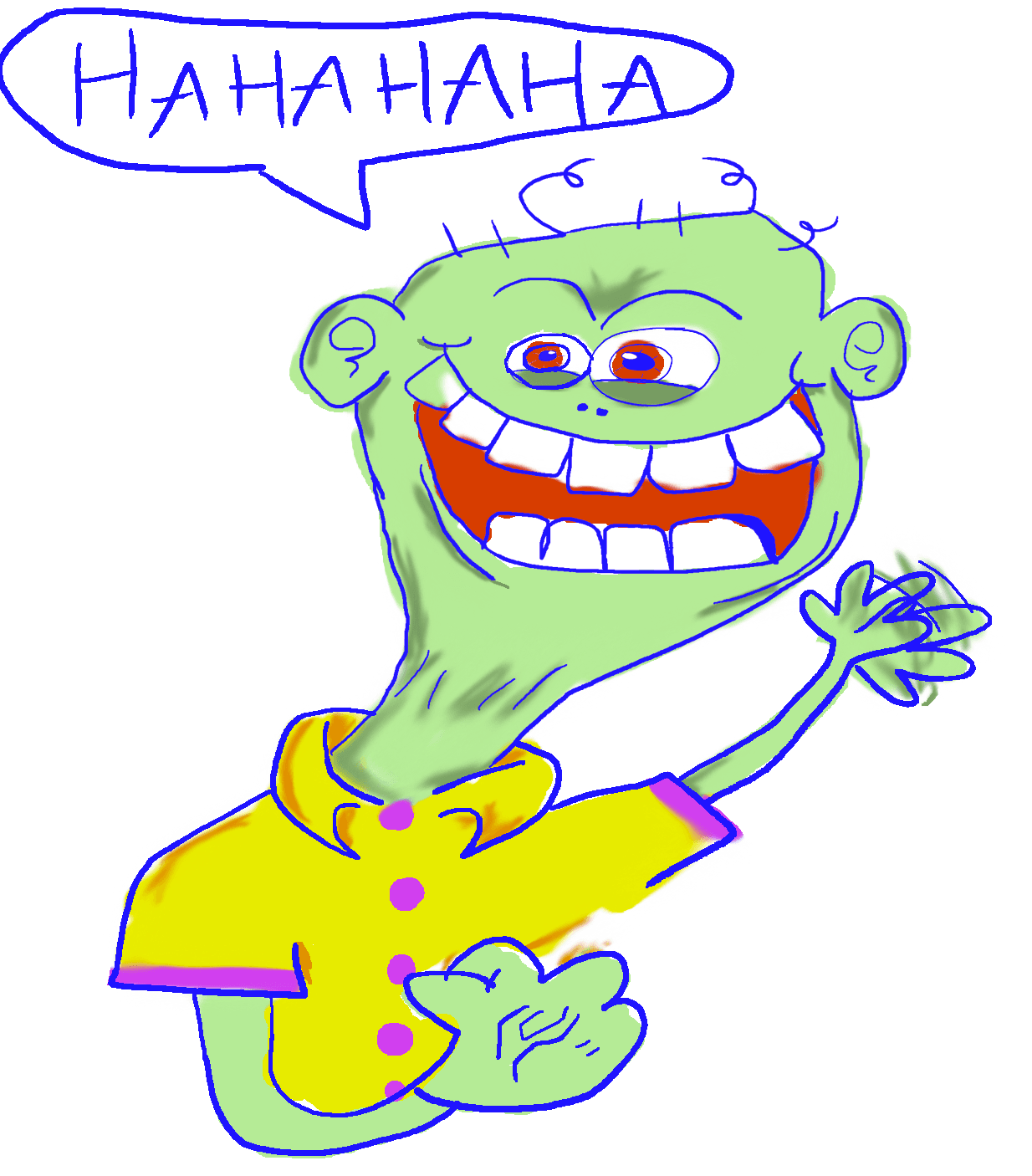 a character drawn by adlai abdelrazaq laughing maniacally