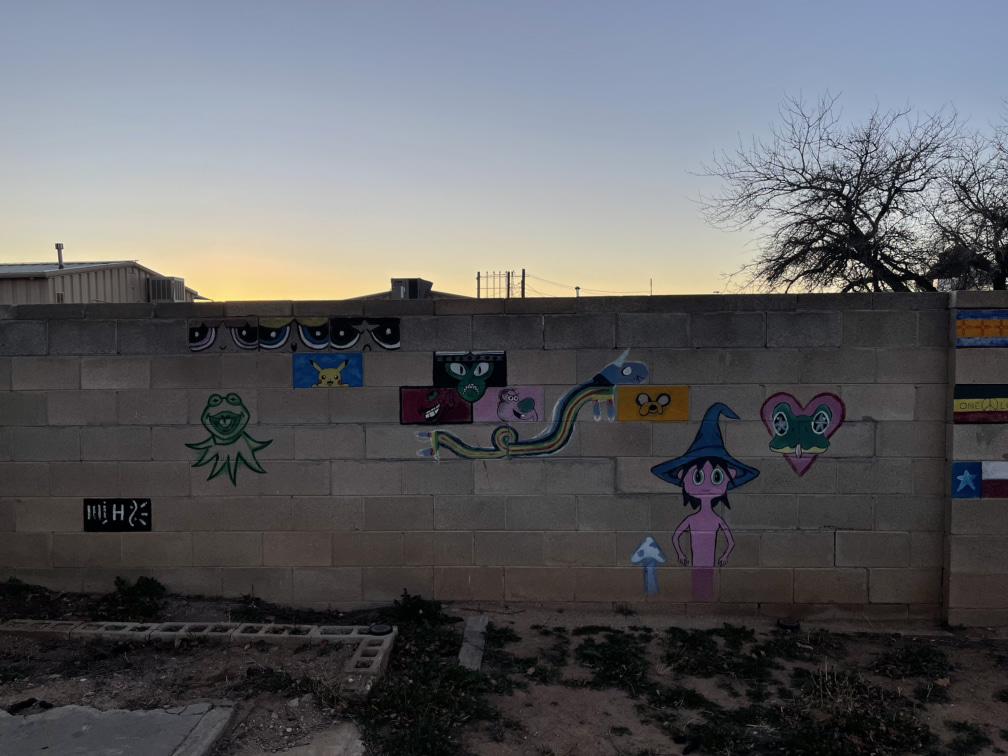 Painted blocks at marys house abq