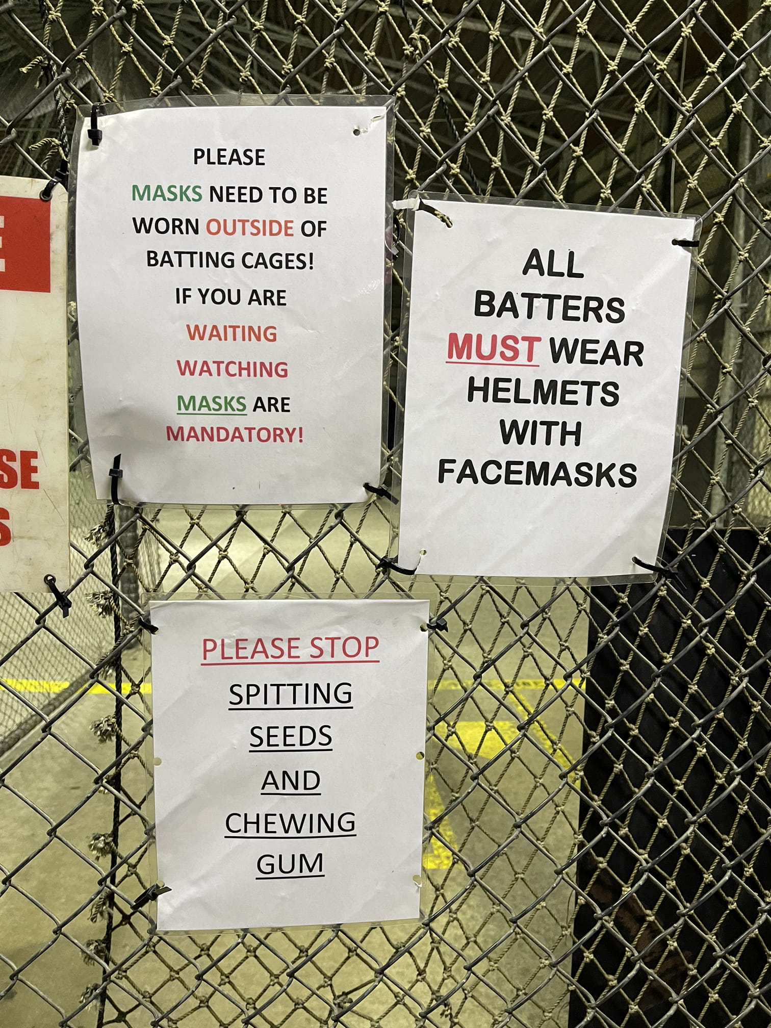 Lot of signs outside the cages
